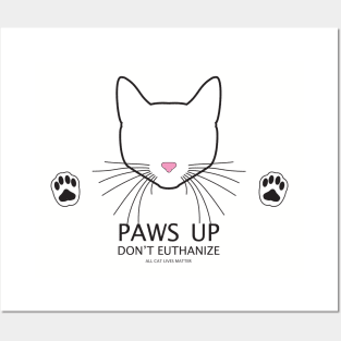 Paws Up (White Cat) Posters and Art